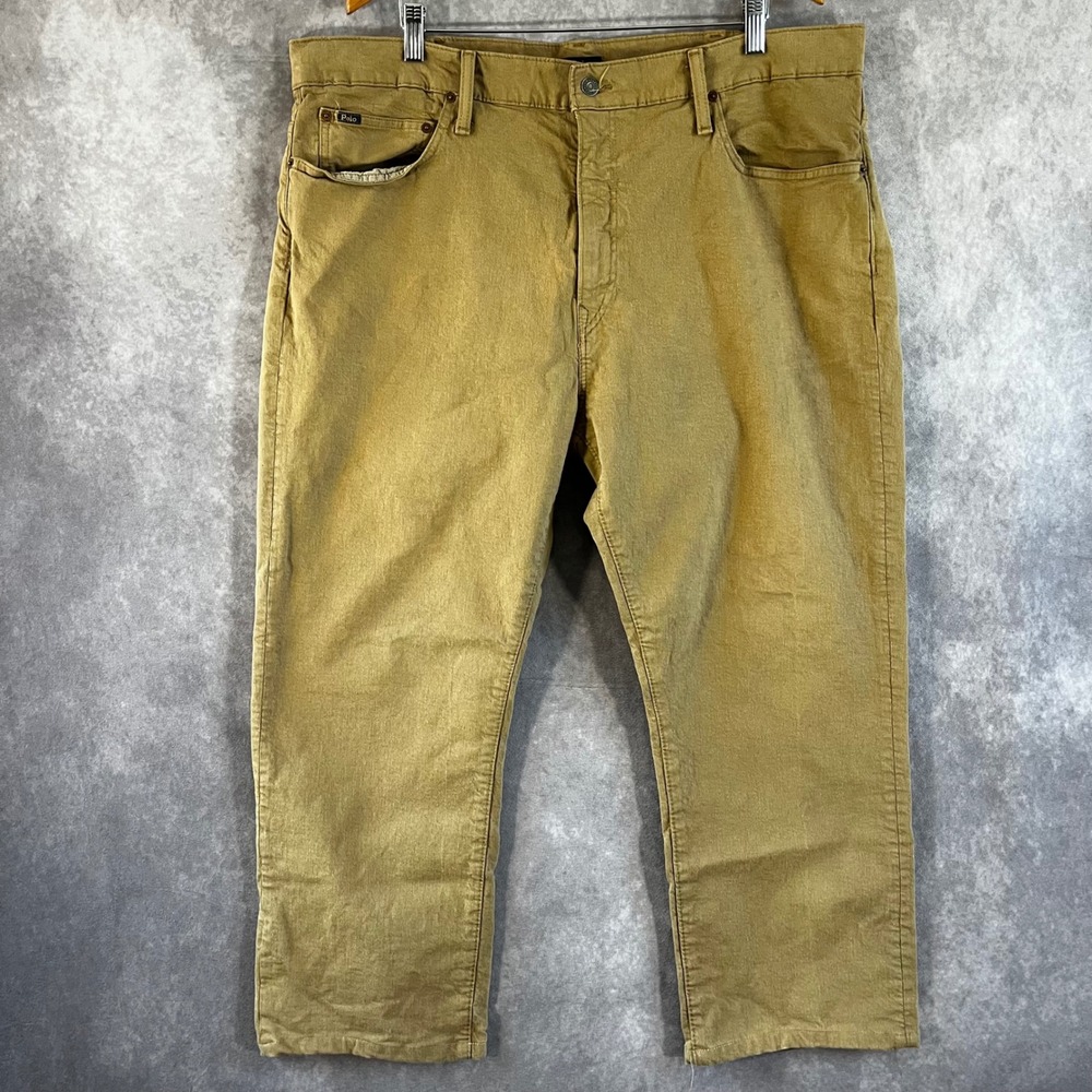 Polo Ralph Lauren Hampton Relaxed Straight Mens 42x32 Tan Khaki Pants Stretch
